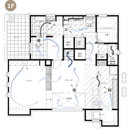 全館空調,お客様の声,間取図,1F,2F