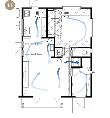 全館空調,お客様の声,間取図,1F