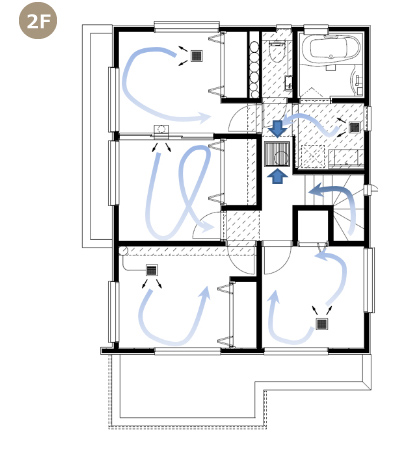 全館空調,お客様の声,間取図,2F