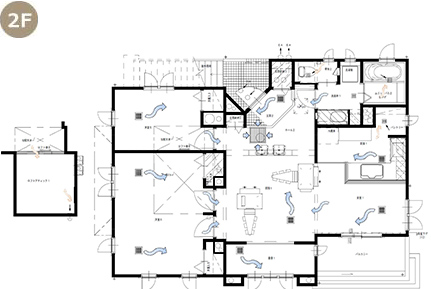 全館空調,お客様の声,間取図,2F