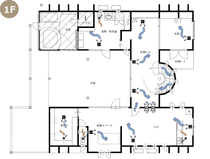 全館空調,お客様の声,間取図,1F