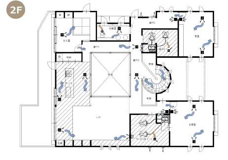 全館空調,お客様の声,間取図,2F